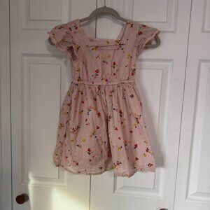 Cat and Jack Girls Pink Floral Flutter Sleeve Square Neck Dress